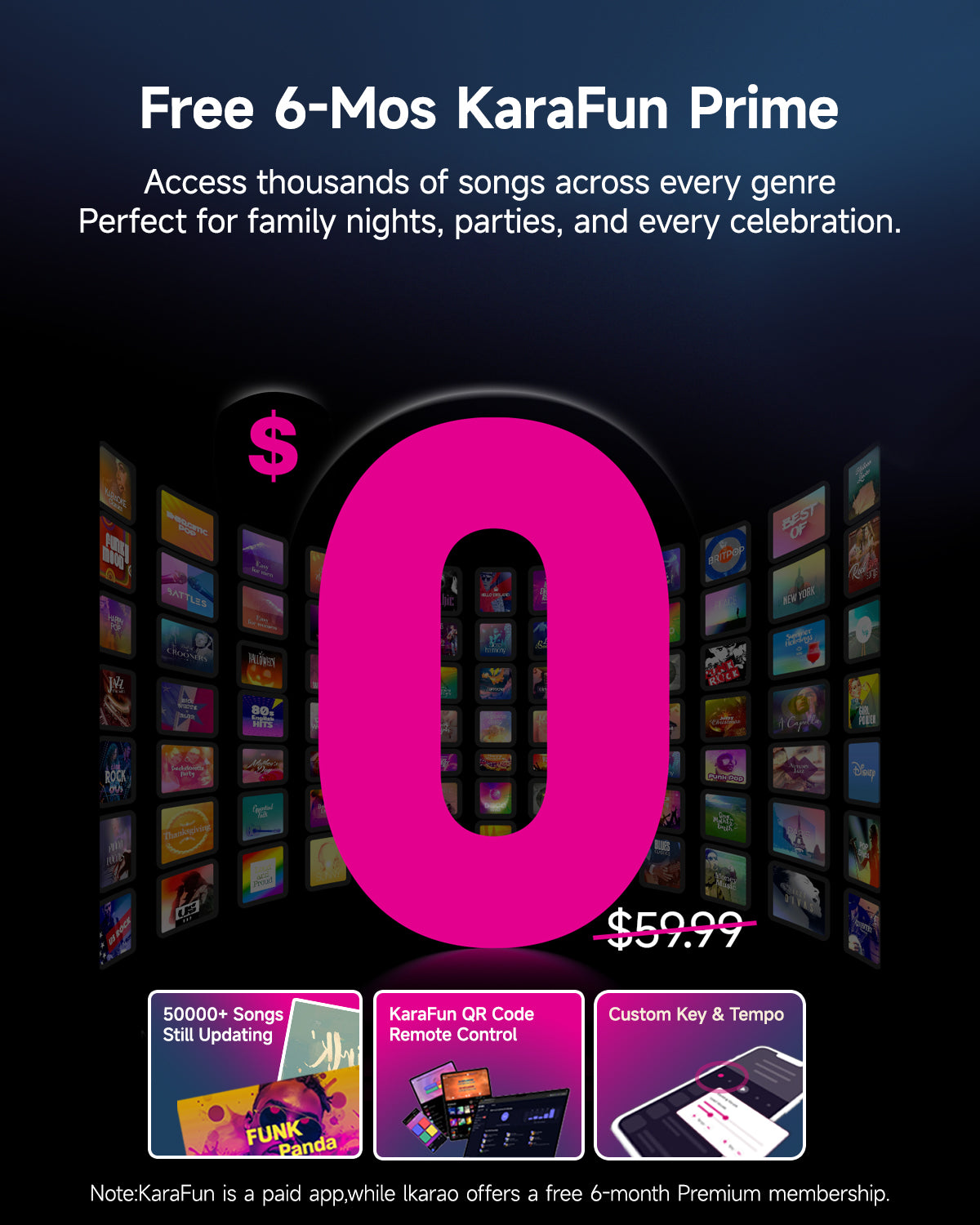 Ikarao Karaoke Machine for Adults, Built-in 13.3-inch Screen, Portable Bluetooth Speaker with 2 Wireless Mics for TV, Music Party