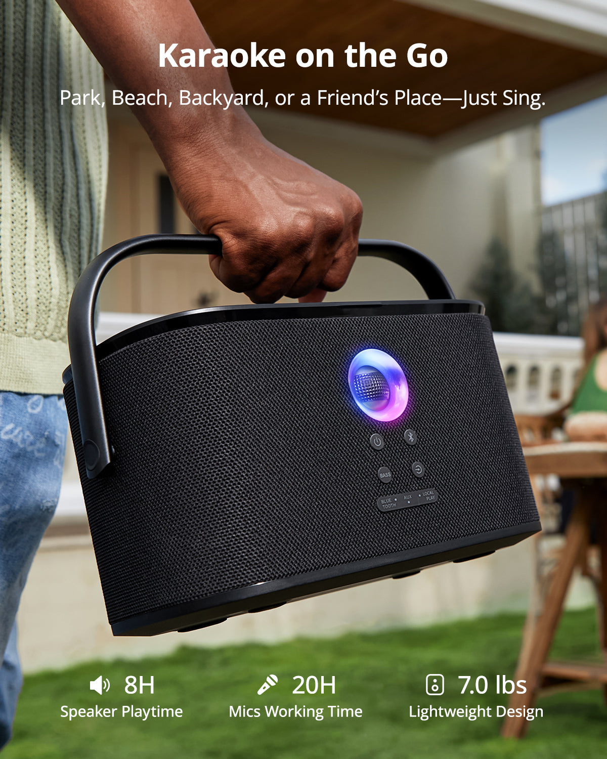 Ikarao Karaoke Machine with Lyrics Display Screen for Adults，Professional Karaoke System with 2 Wireless Mics for TV Home Outdoor Party